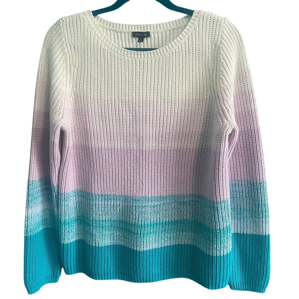 Talbots Ombre Lavender and Teal Knit Long Sleeve Sweater Women's Medium